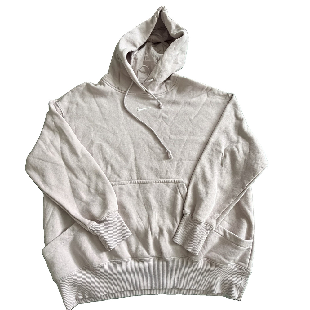 Nike Center Swoosh Phoenix Fleece Women's Oversized Pullover Hoodie M Pale Pink